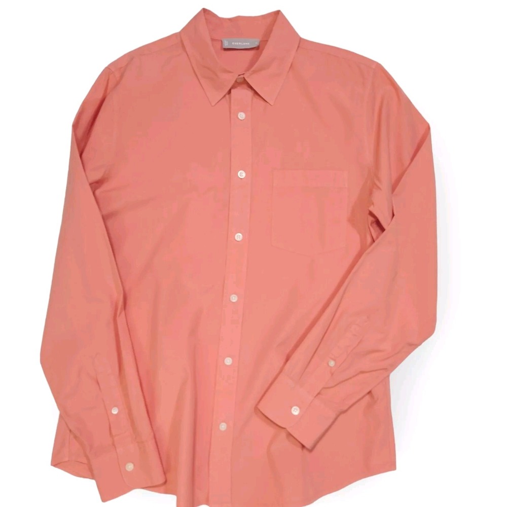 Everlane Mens Sz Medium 100% Cotton Poplin Shirt Peach Pink Button Down Pocket